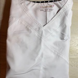 White heartsoul scrub top, size large